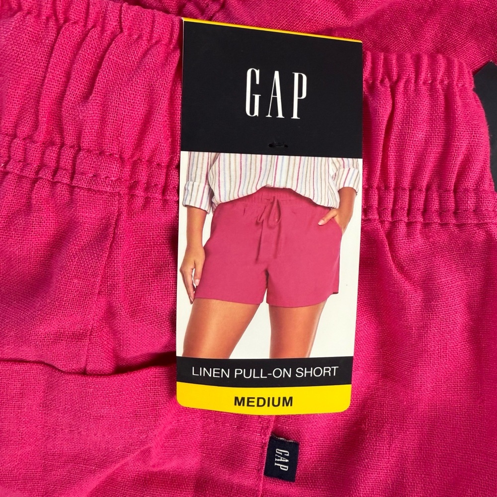 NWT GAP Pink Linen Elastic Waistband Pockets‎ Pull on Shorts Medium Women - Picture 7 of 10